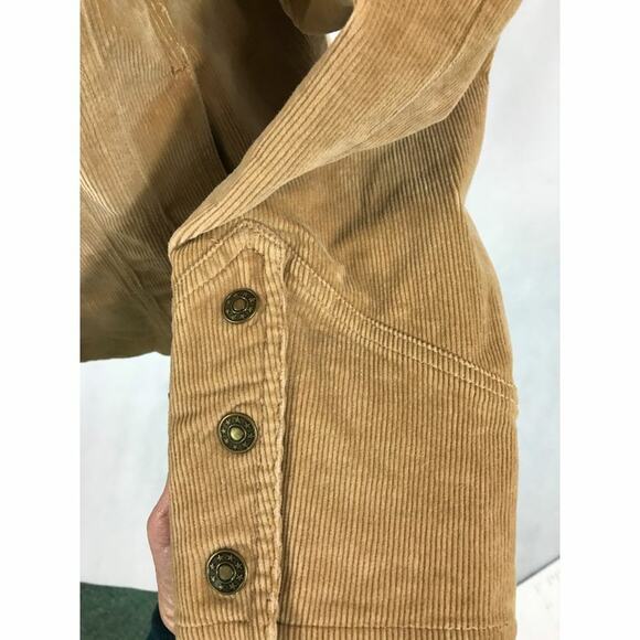 Corduroy Womens Tan Jacket AMI Snap Closer‎ Pockets Brown Size Large Goblincore - Picture 4 of 9